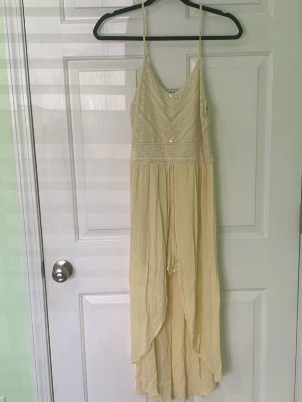 Almost Famous Butter Yellow Lace Romper Dress XL Cottagecore Boho Festival